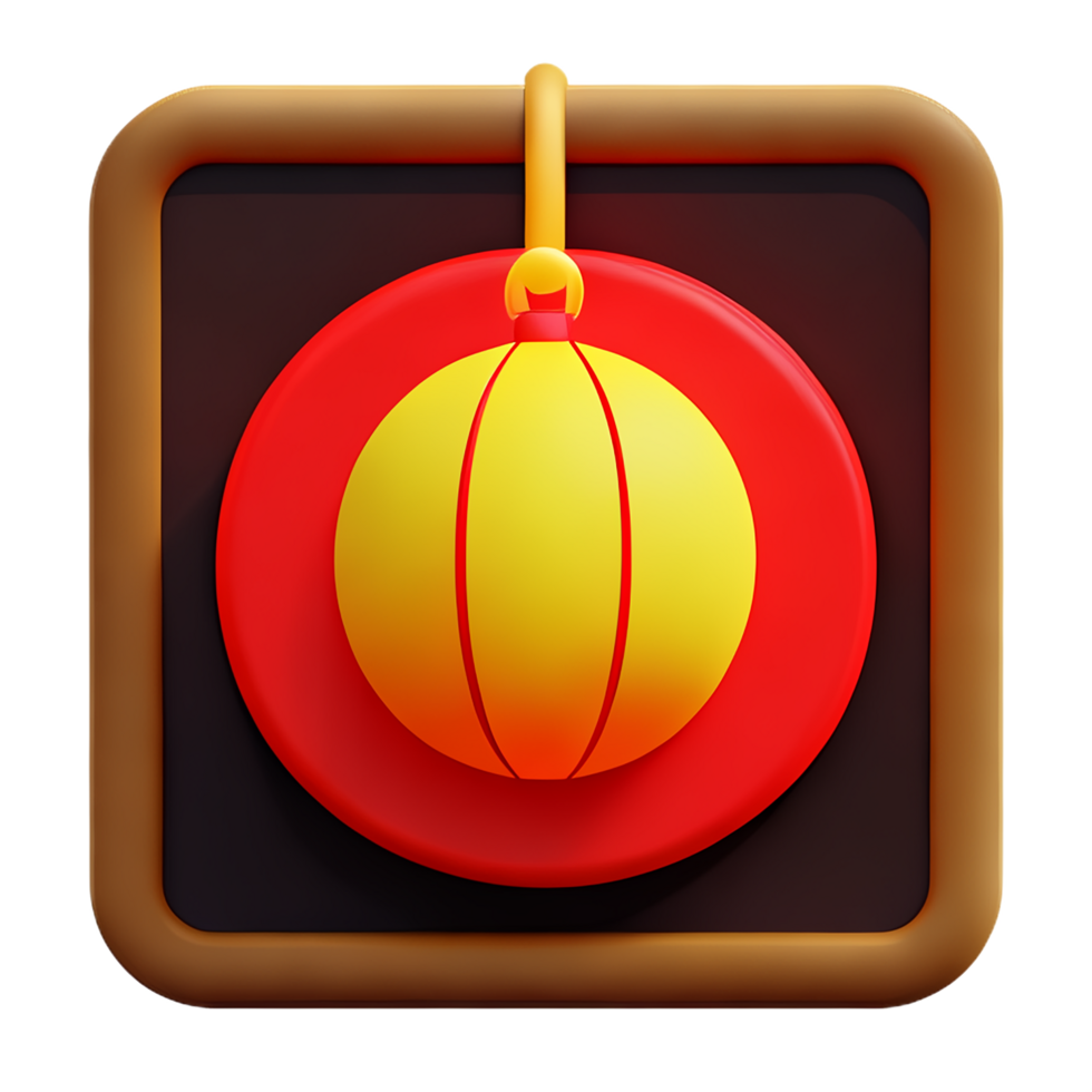 chinese new year icon square lantern 3d render png