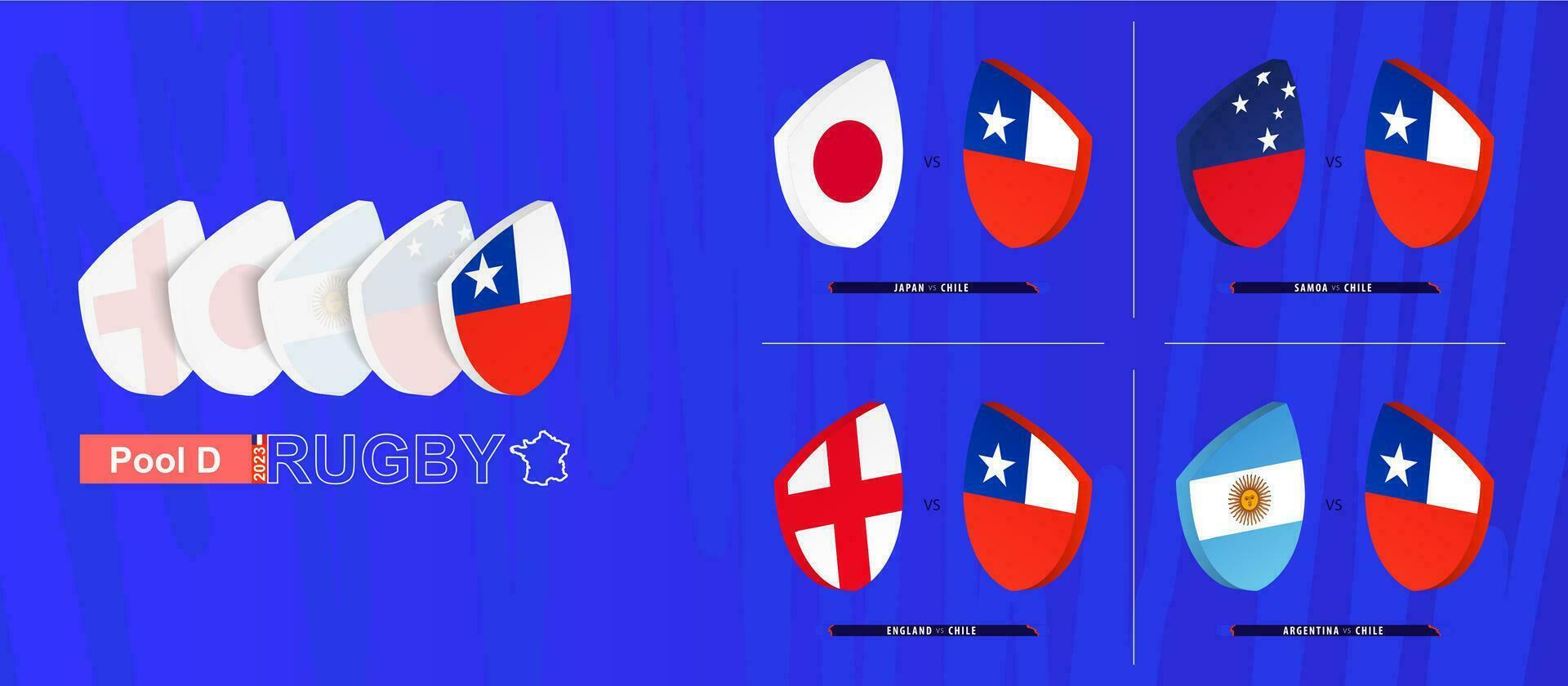 Rugby team of Chile all matches icon in pool A of international rugby tournament. vector