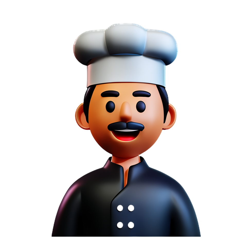 chef 3d face profession avatars illustrations png