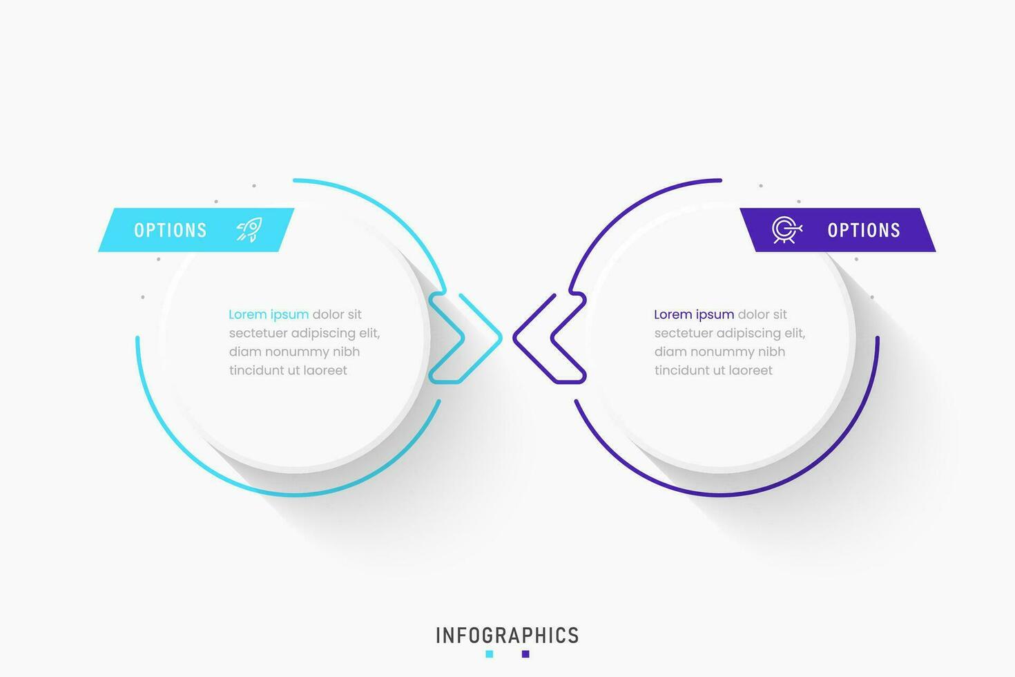 Vector Infographic label design template with icons and 2 options or steps. Can be used for process diagram, presentations, workflow layout, banner, flow chart, info graph.