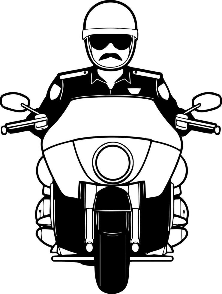 motorcycle black and white police vehicle vector