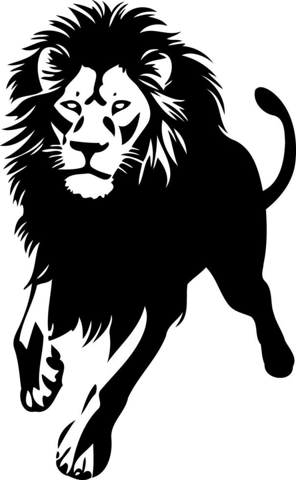 masculino león salvaje animal cuerpo en negro y blanco vector