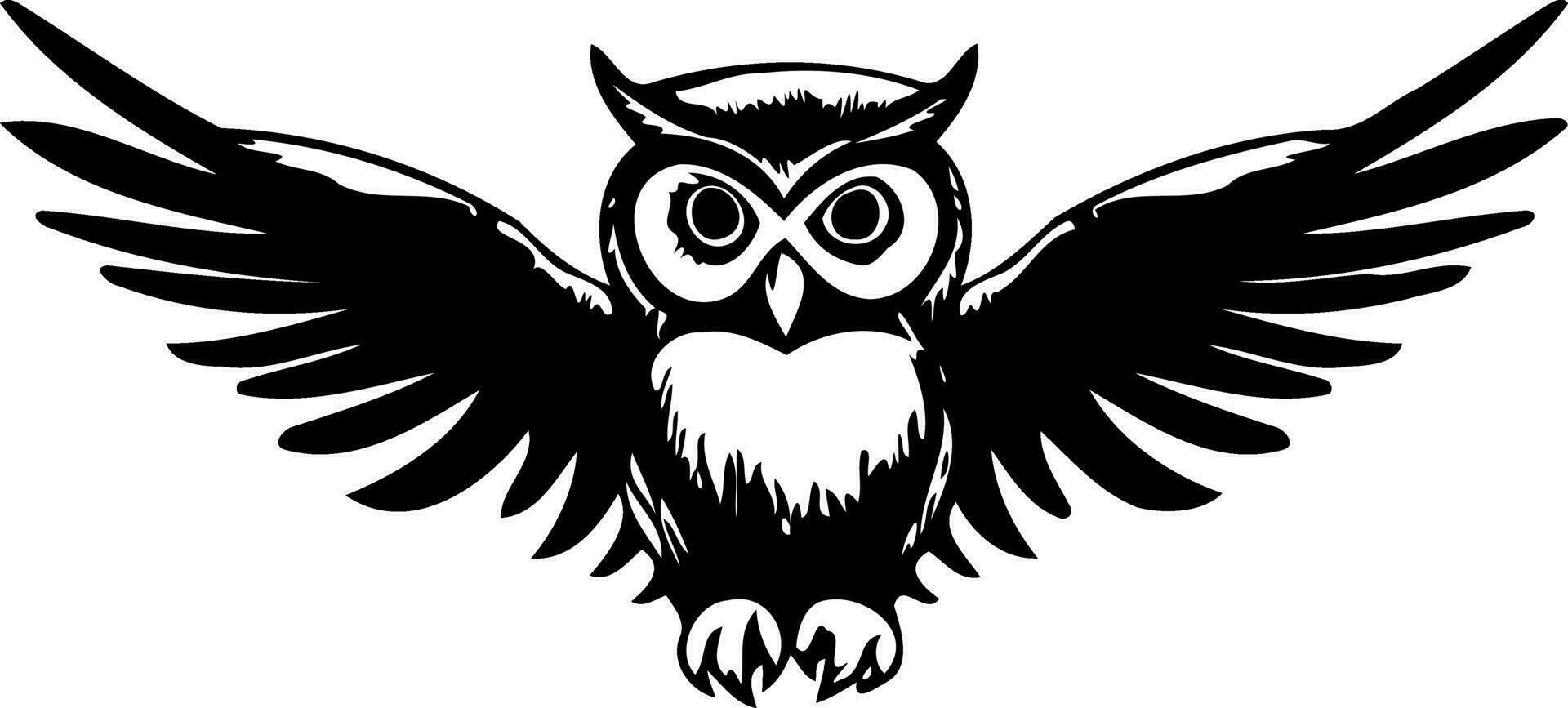 animal bird open-winged owl black and white vector
