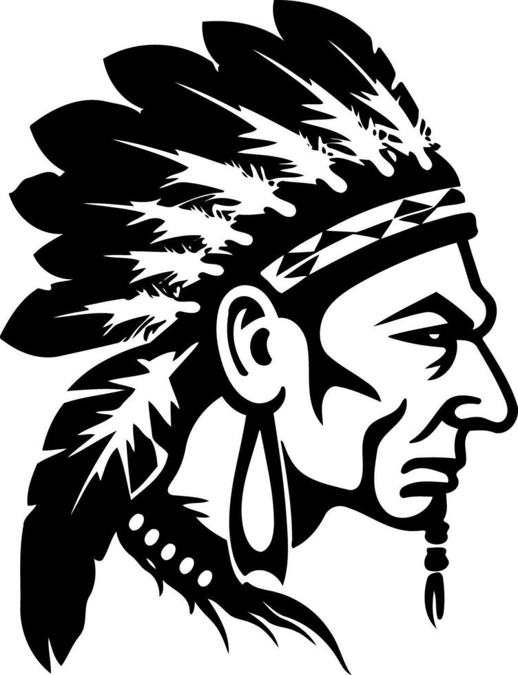 face of indian man with headdress vector