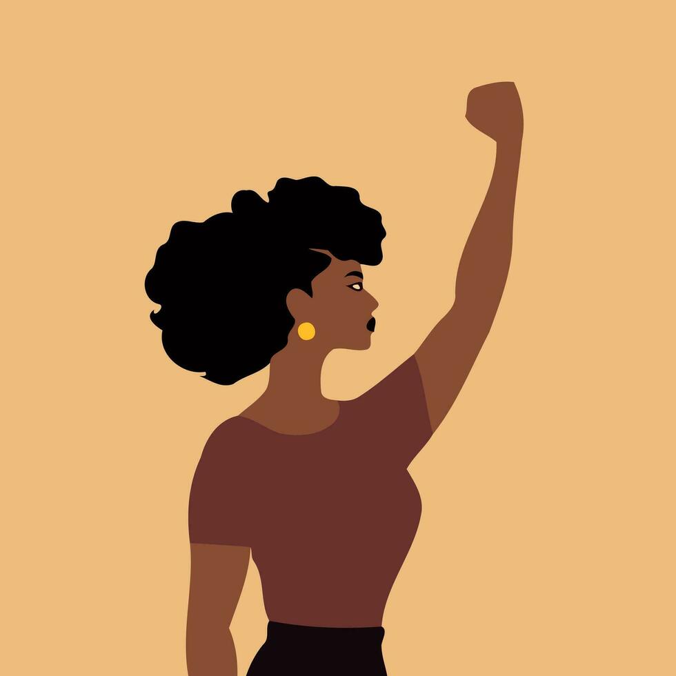 person black woman clenched fist raised vector