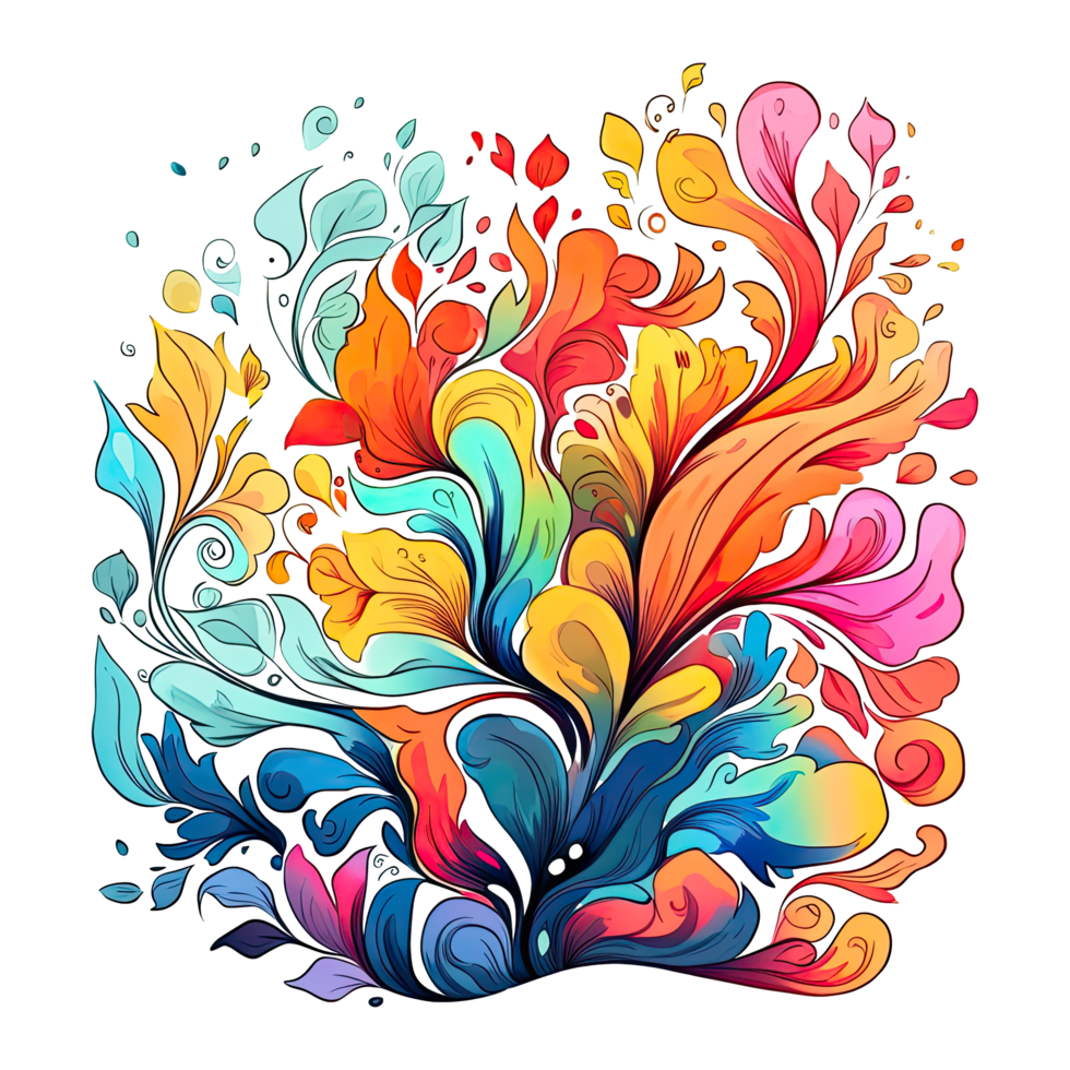 Watercolor abstract nature, the organic beauty of swirling pattern and vibrant colors in nature's tapestry, isolated background. AI Generative png