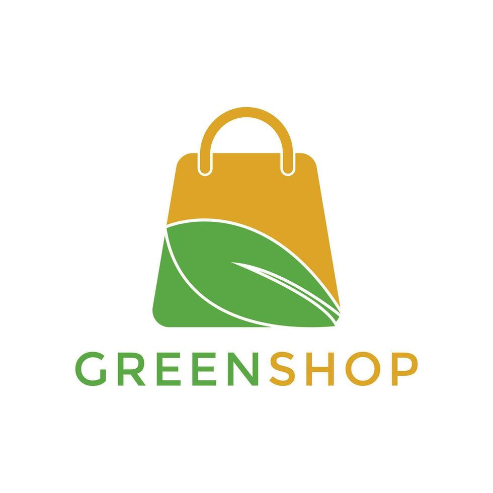 green shopping bag logo for business vector