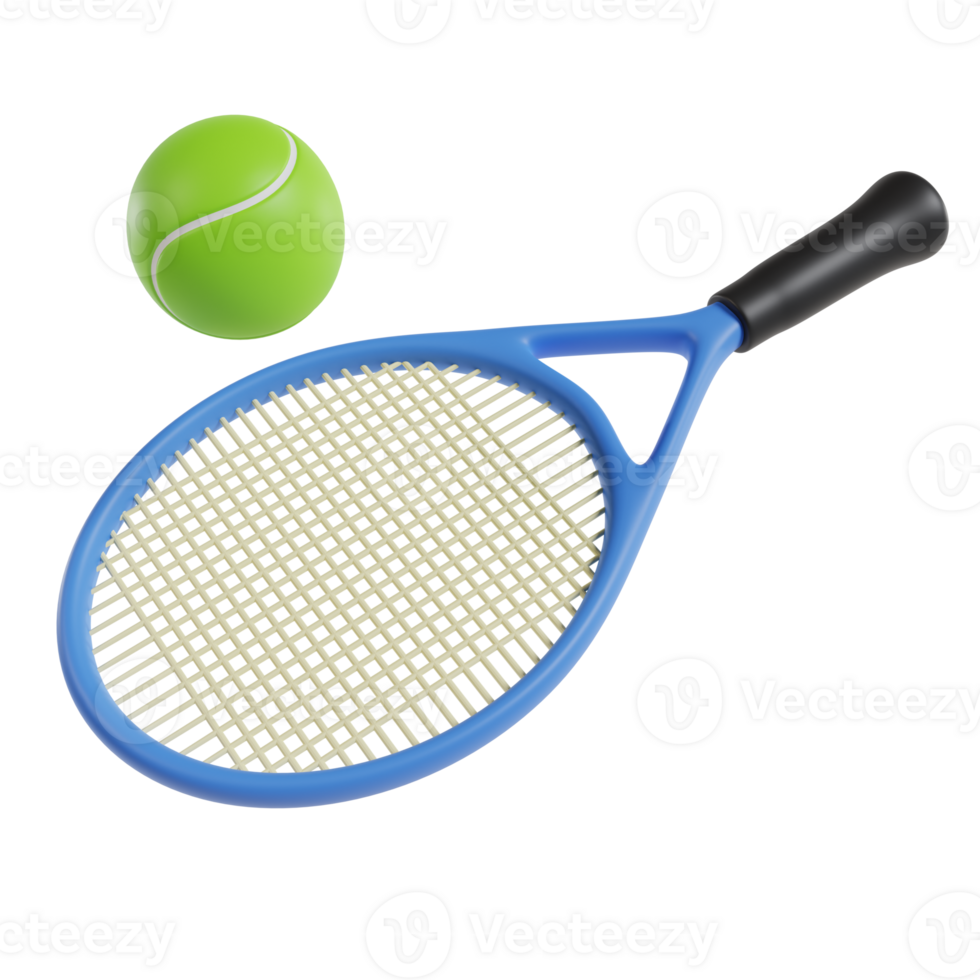 deporte equipo ,azul tenis raqueta y amarillo tenis pelota Deportes equipo aislado en blanco antecedentes png archivo.