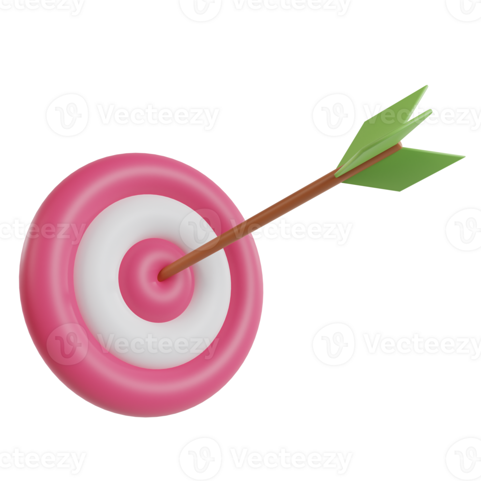 Target goal bullseye isolated on transparent background. 3D rendering png