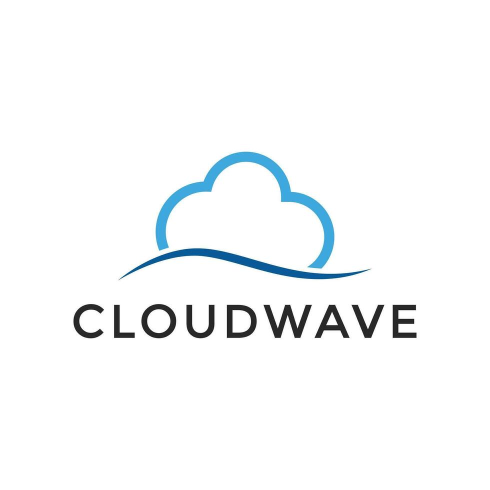 simple cloud wave logo design template vector