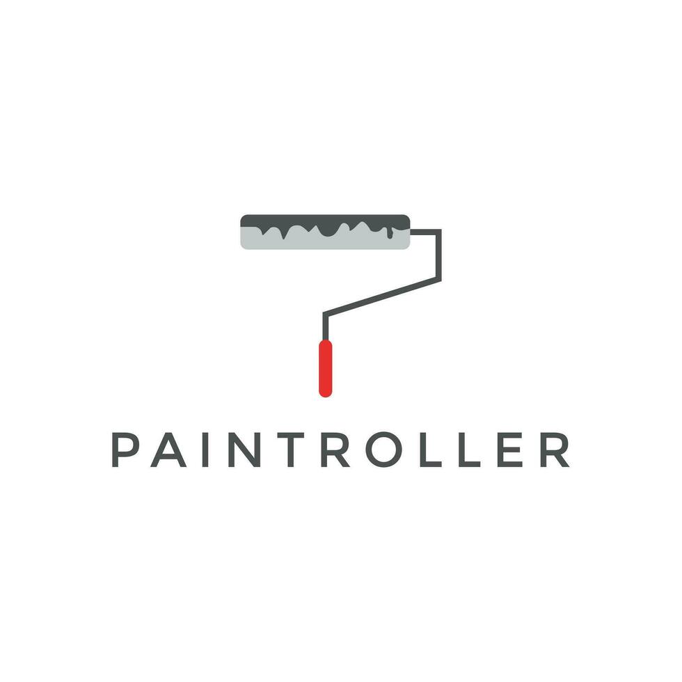 simple paint roller logo design vector