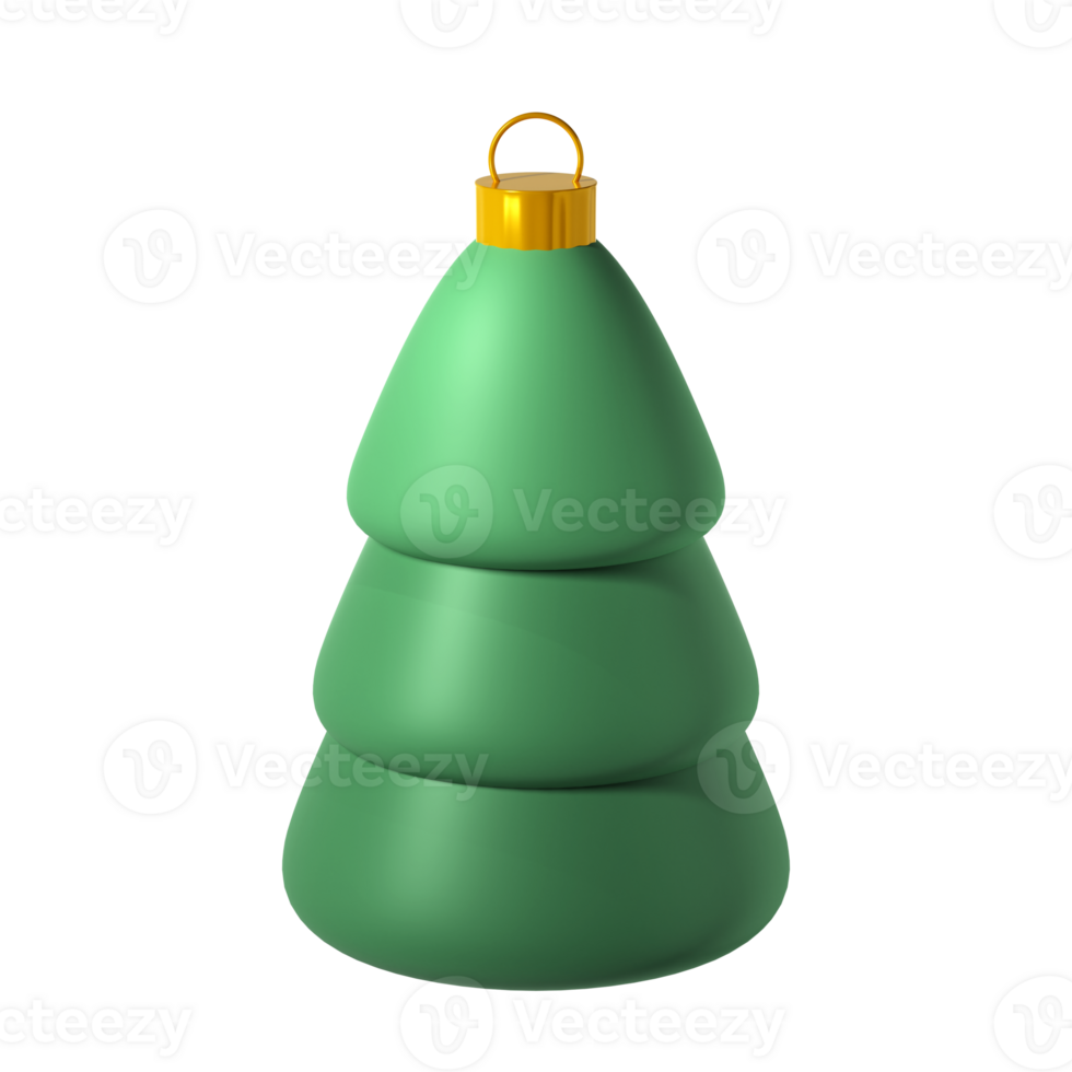 3d cute Christmas tree toy render illustration transparent png. Winter holiday icon decor png