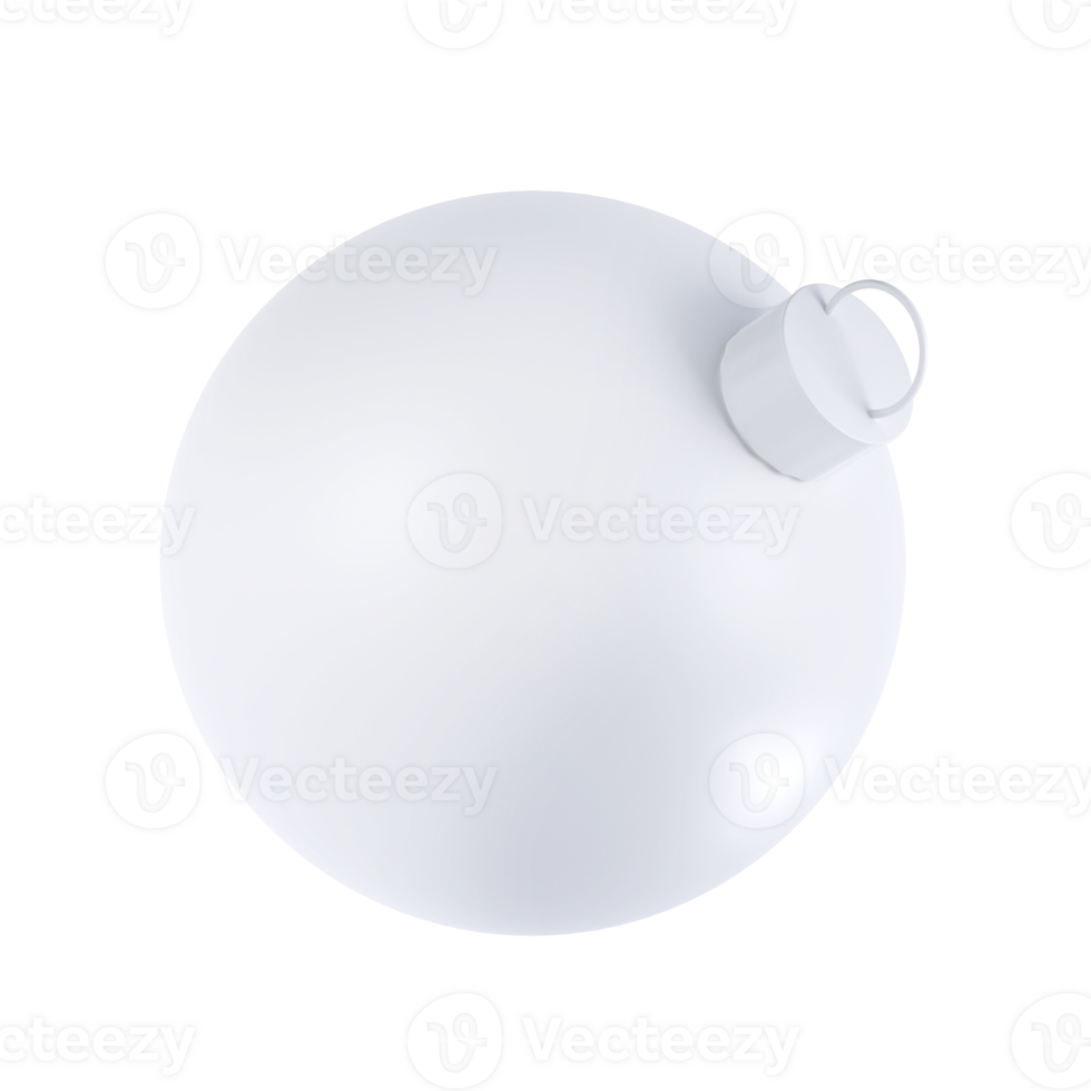 3d rendering Christmas mockup ball icon. Realistic white sphere transparent png. Holiday toy for fir tree. Holiday Illustration png