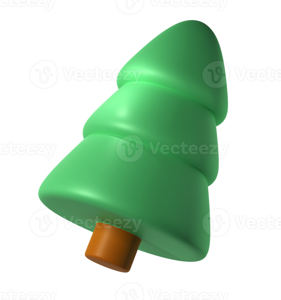 3d cute Christmas tree toy icon render illustration transparent png. Winter holiday icon decor png