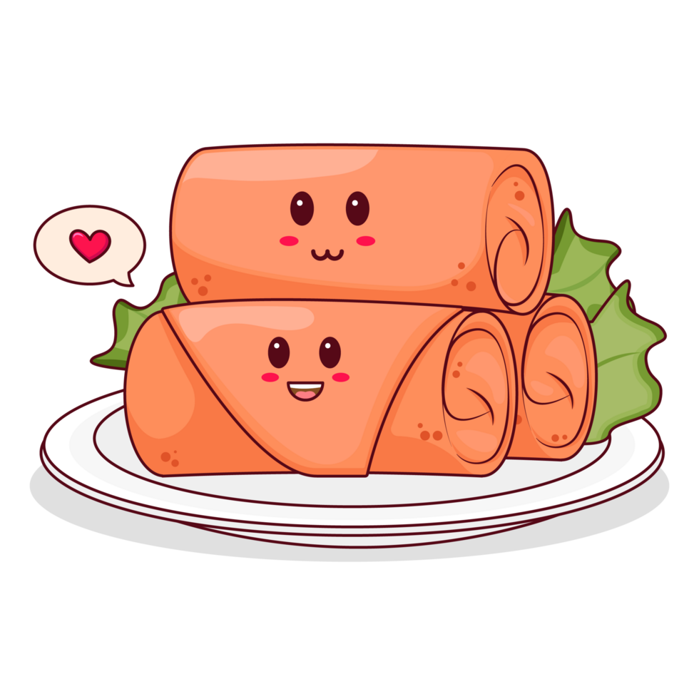 Cute Spring Rolls Cartoon Character png
