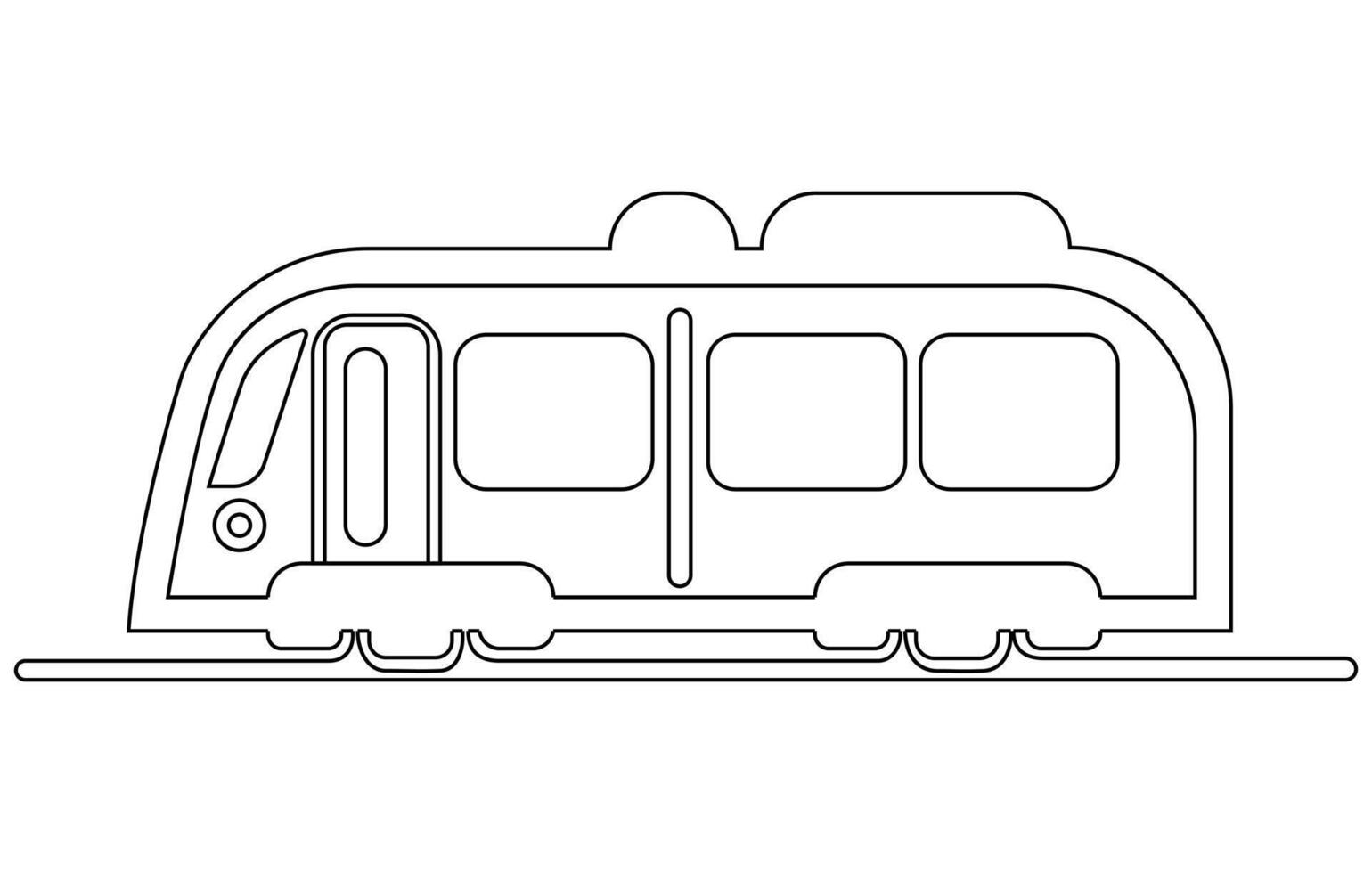 City bus. Editable outline sketch icon, bus driving on road vector illustration in line art style