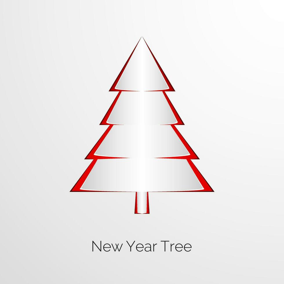 Paper New Year Tree. New Year Greeting Card Template. Origami ornament element. Winter Holiday Decoration. Vector