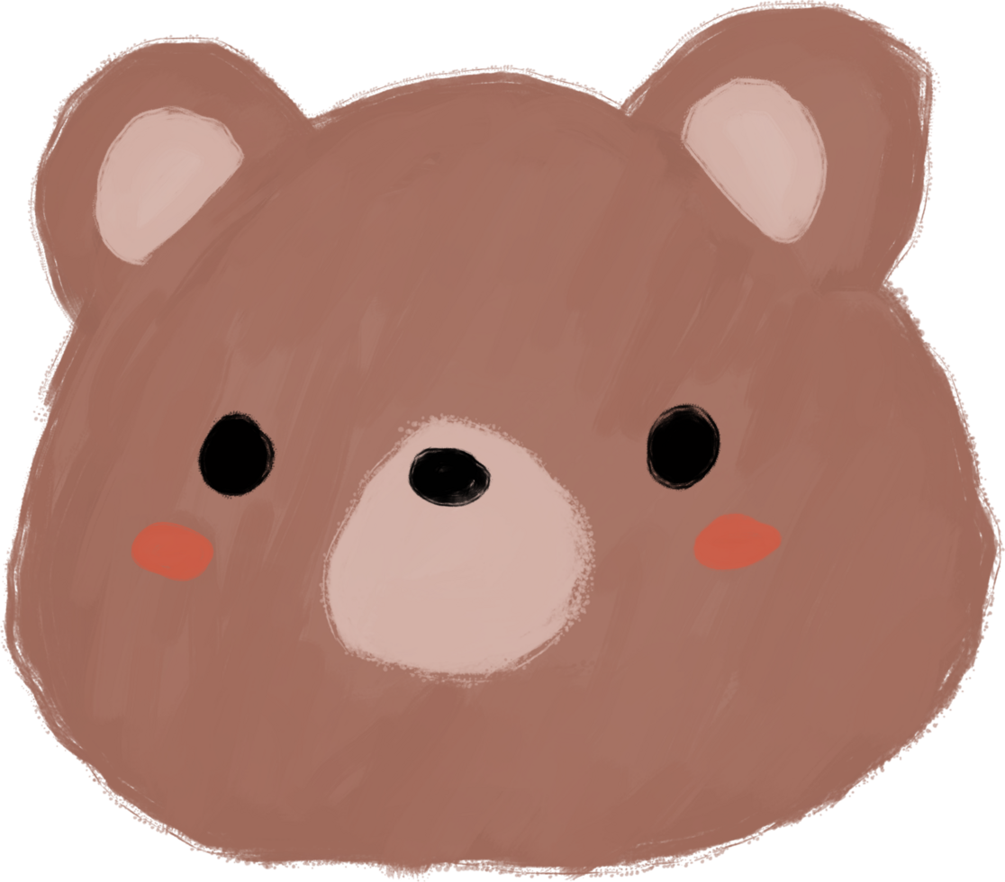 Urso cabeça acrílico cor desenho animado png