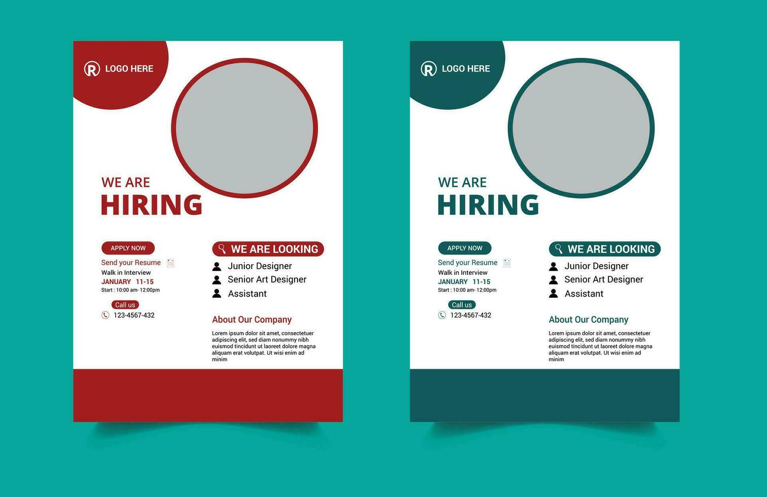 We are hiring flyer design bundle. Job Vacancy Flyer Template or Job offer leaflet template. Job vacancy poster template design. Corporate Business flyer Design. vector
