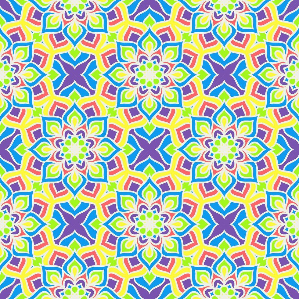 Ethnic Floral Seamless Pattern With Mandalas vector