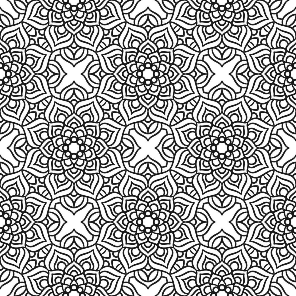 Ethnic Floral Seamless Pattern With Mandalas vector
