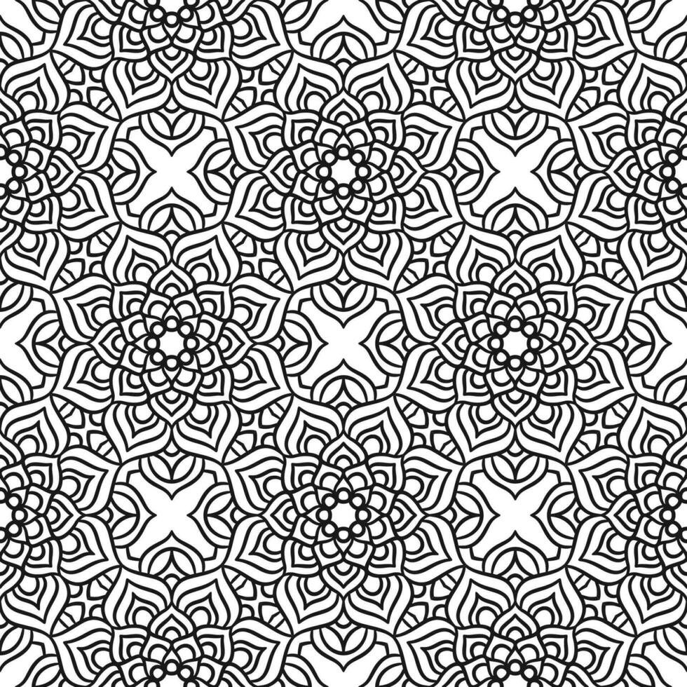 Ethnic Floral Seamless Pattern With Mandalas vector