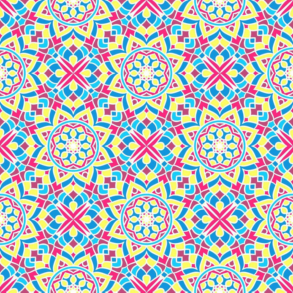 Ethnic Floral Seamless Pattern With Mandalas vector