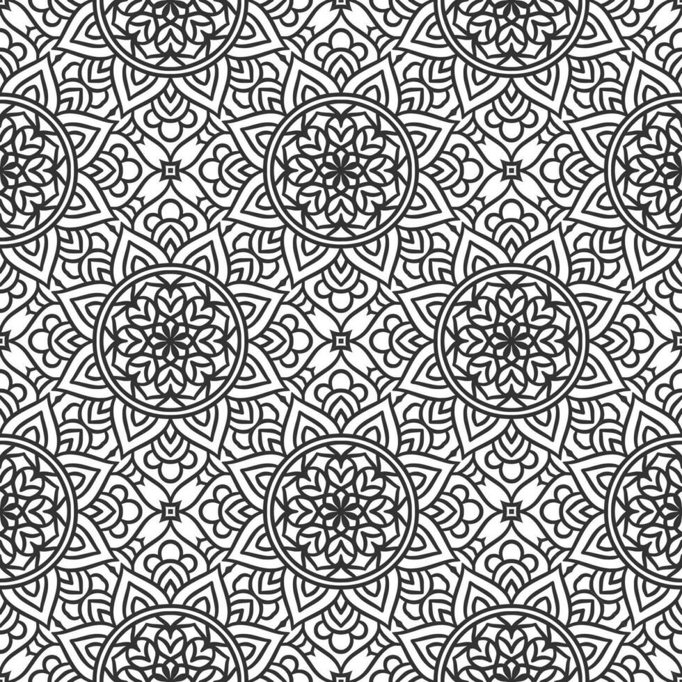 Ethnic Floral Seamless Pattern With Mandalas vector