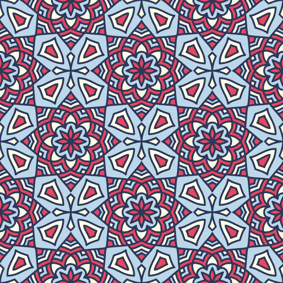 Ethnic Floral Seamless Pattern With Mandalas vector