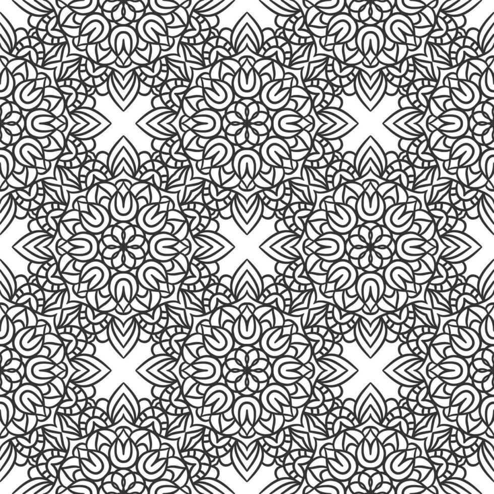 Ethnic Floral Seamless Pattern With Mandalas vector