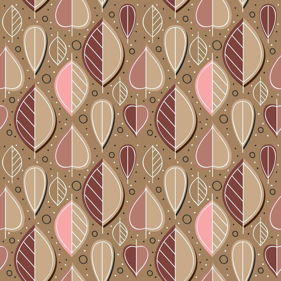 Seamless brown pattern of autumn leaves vector