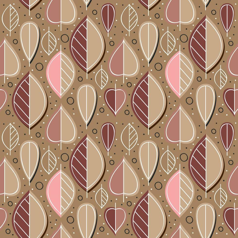 Seamless brown pattern of autumn leaves vector