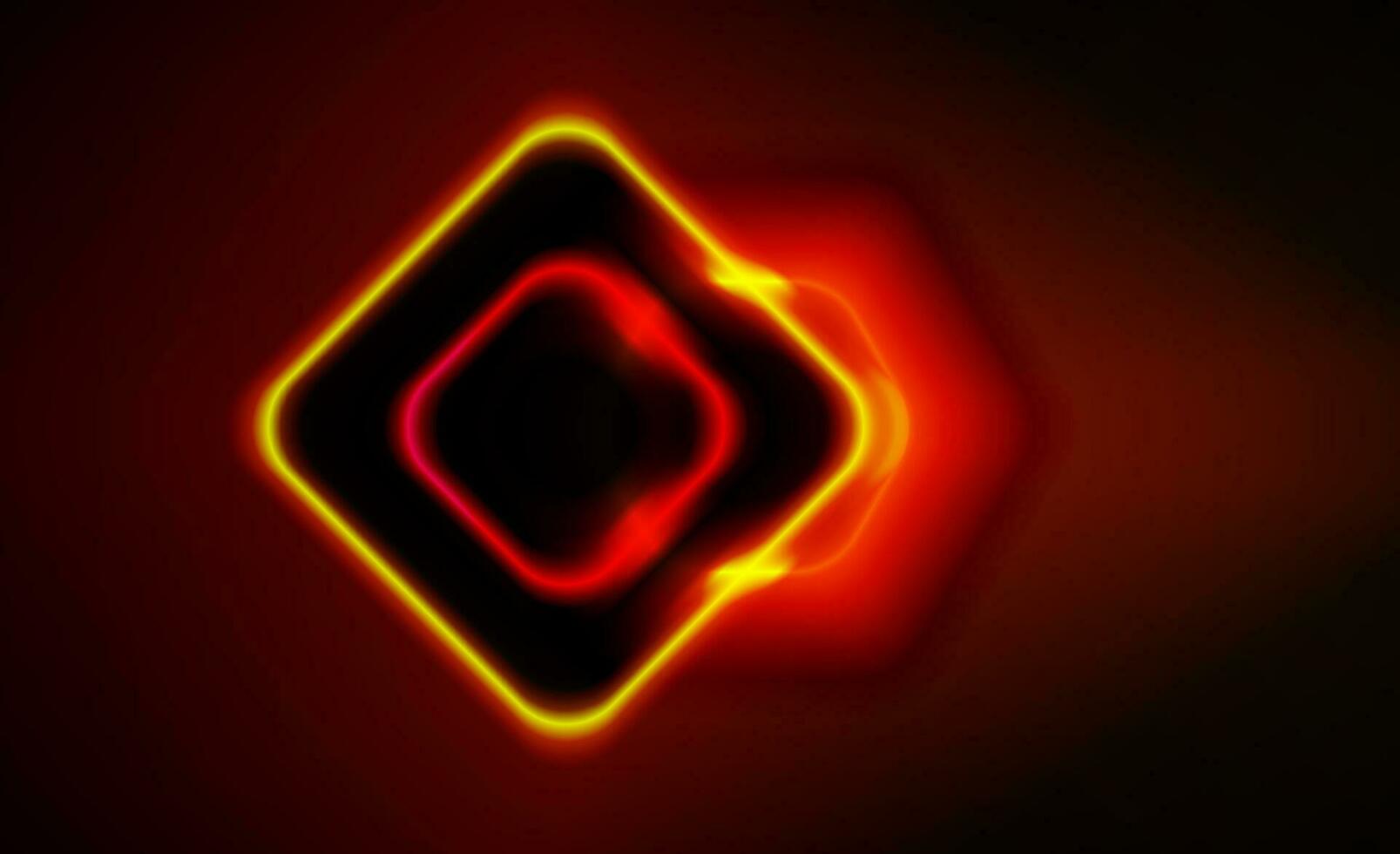 abstract yellow square with glowing shine on red background. yellow square line with speed at night on the sky. vector