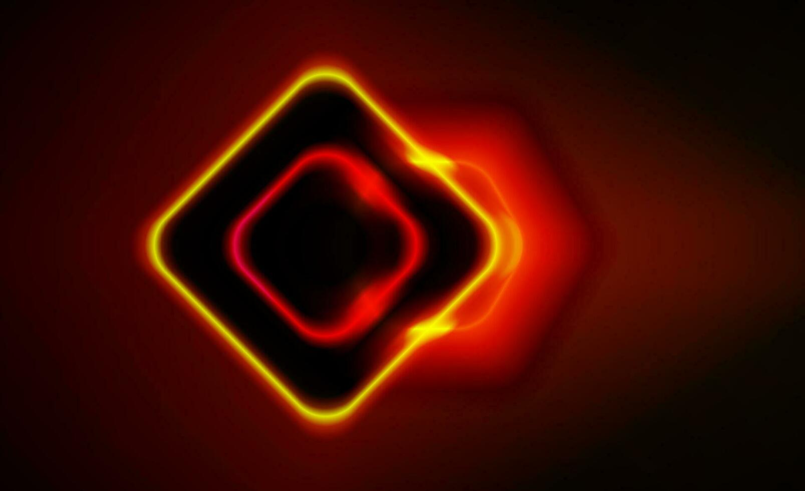 abstract yellow square with glowing shine on red background. yellow square line with speed at night on the sky. vector