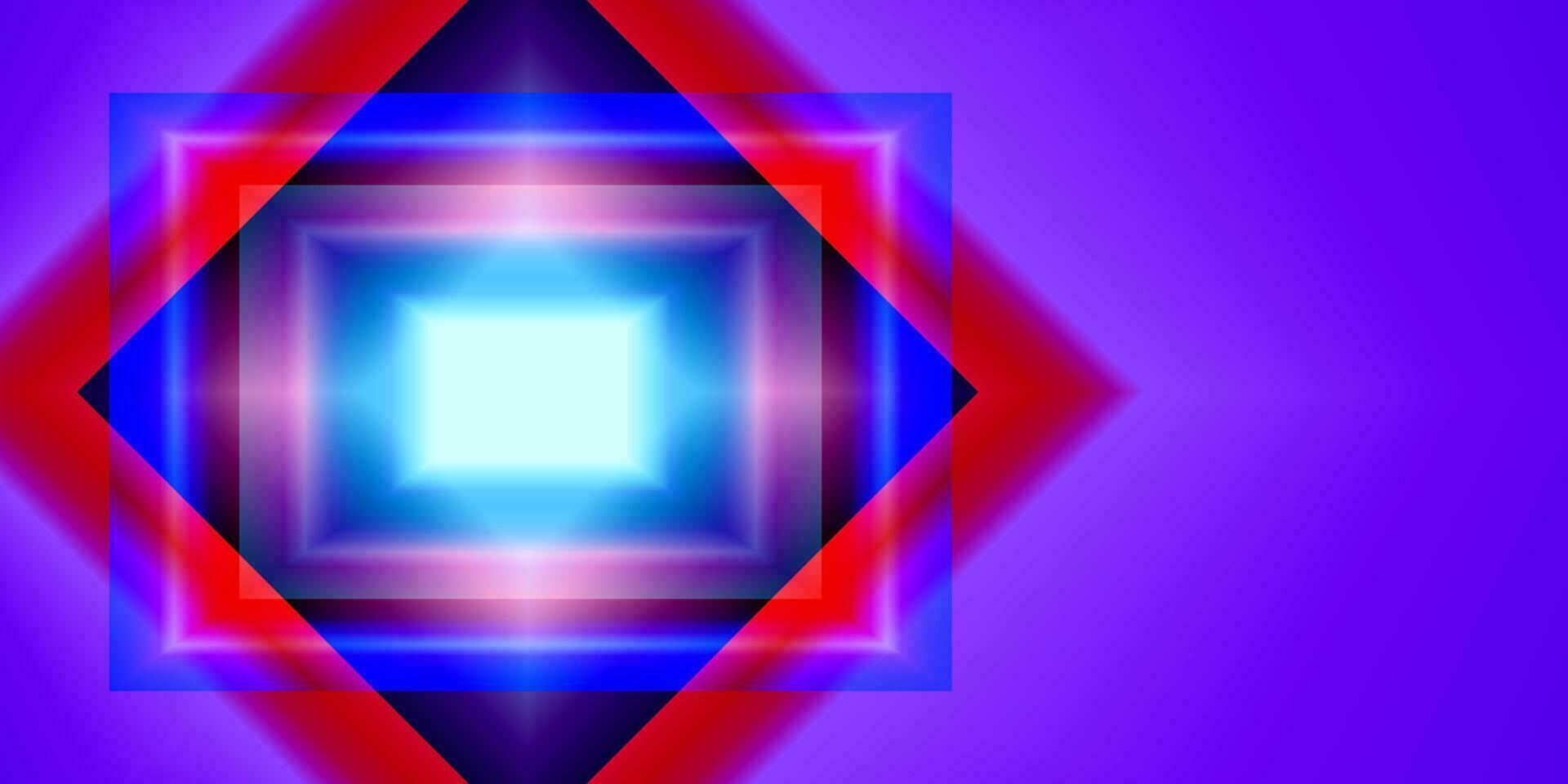 resumen cósmico vibrante color cuadrado borde. azul, rojo purpura bandera marco diseño. parte superior ver futurista estilo. conjunto de brillante neón Encendiendo aislado en antecedentes con Copiar espacio. vector