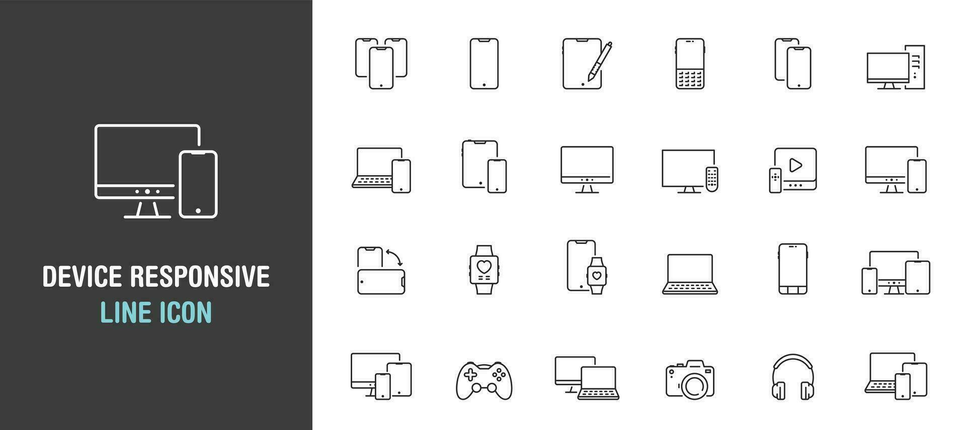 Simple set of device and responsive line icon. Isolated on white background vector