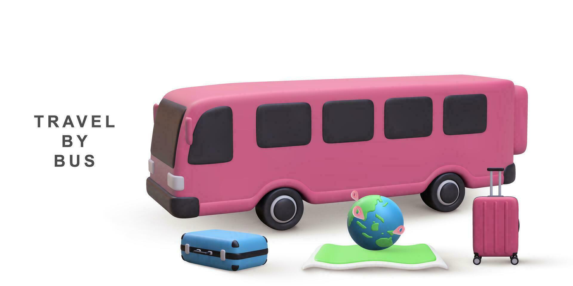 3d realistic banner bus travel time on white background. Vector illustration. 28212763 Vector