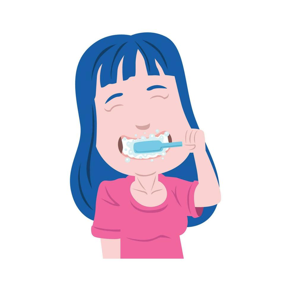 ilustración de personas diario ocupaciones cepillado su dientes vector imagen