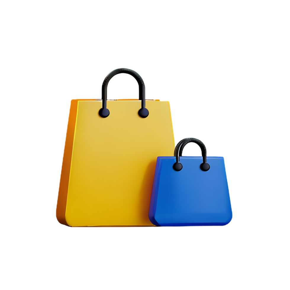 ecommerce icon rectangle shopping bags 3d illustration png