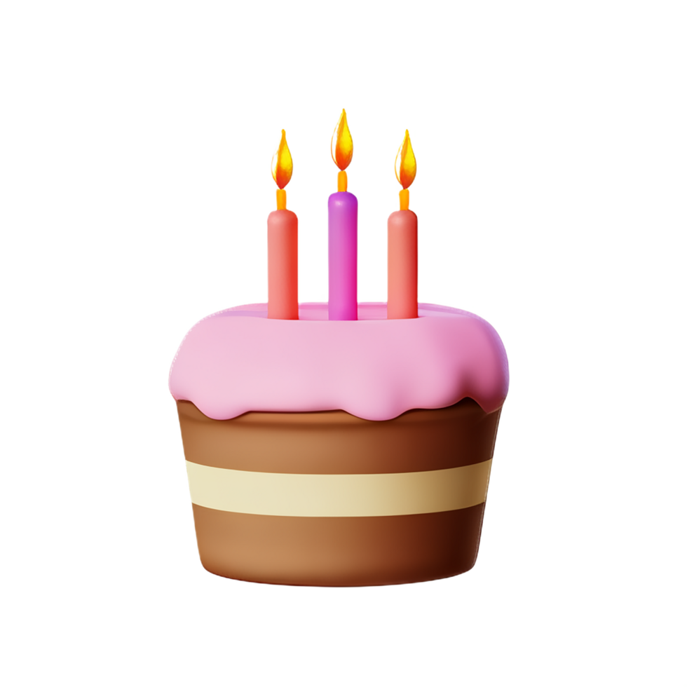 Birthday cake 3d rendering icon illustration png