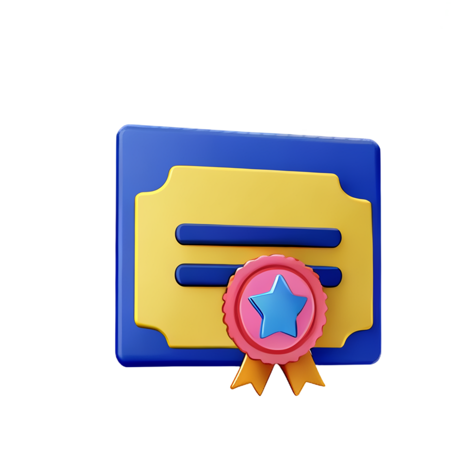 certificate 3d rendering icon illustration png