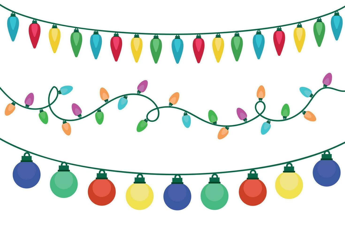 Festive garlands. Bright garlands of multi-colored light bulbs on a white background. vector