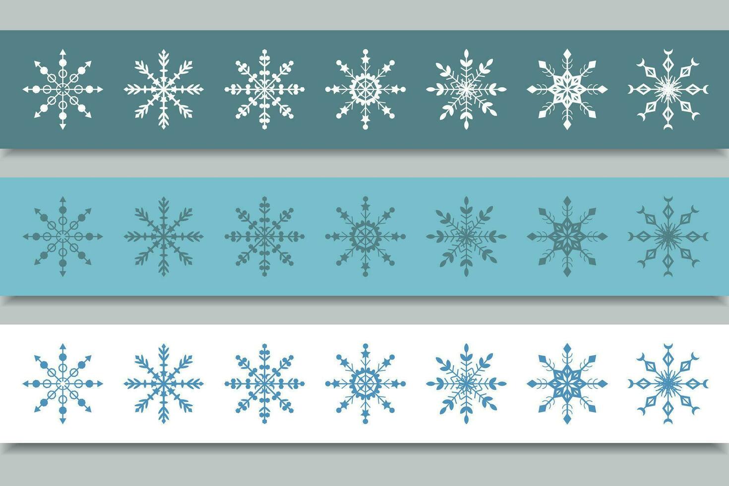 Collection of snowflake variations icons. vector