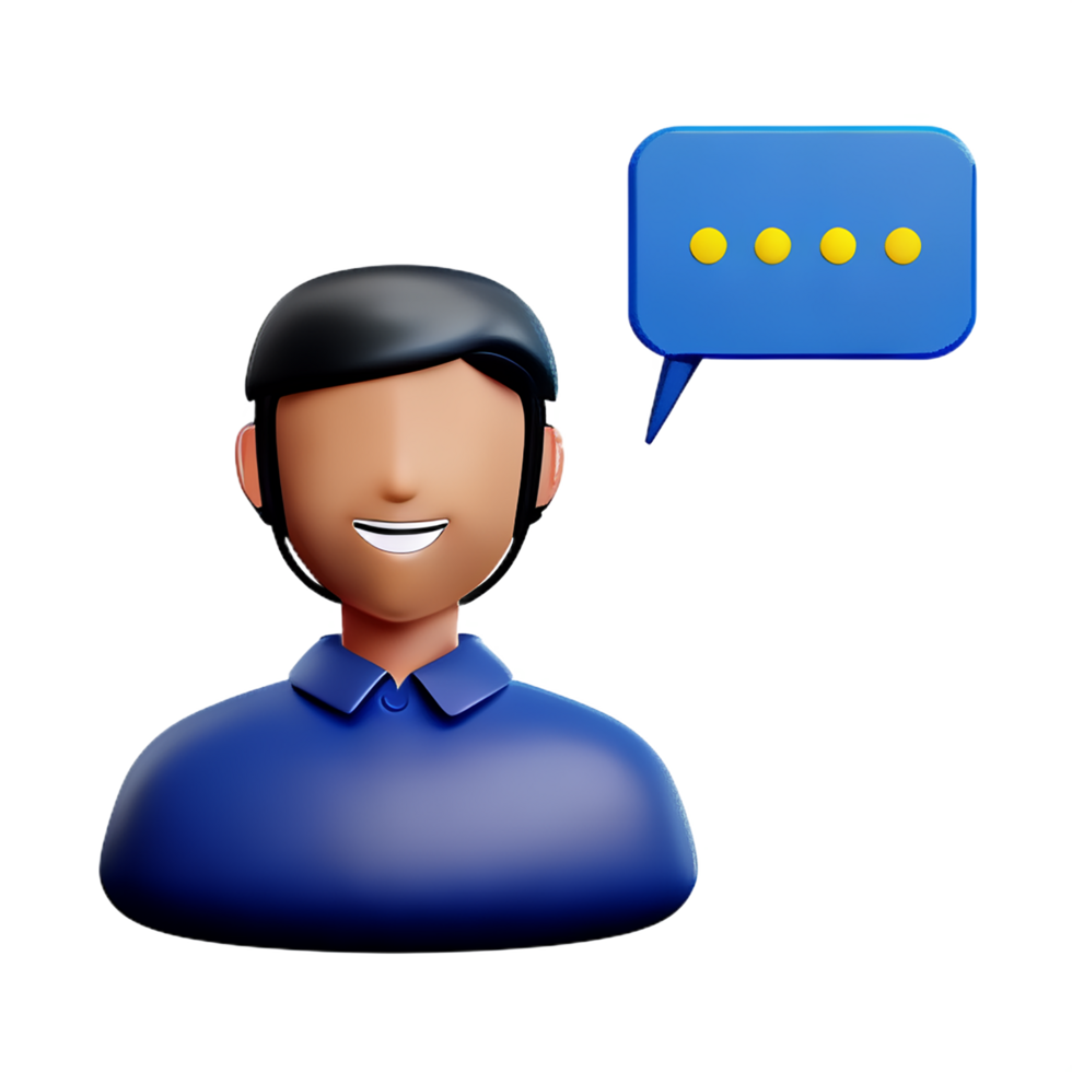 virtual assistant chat conversation with 3d render png