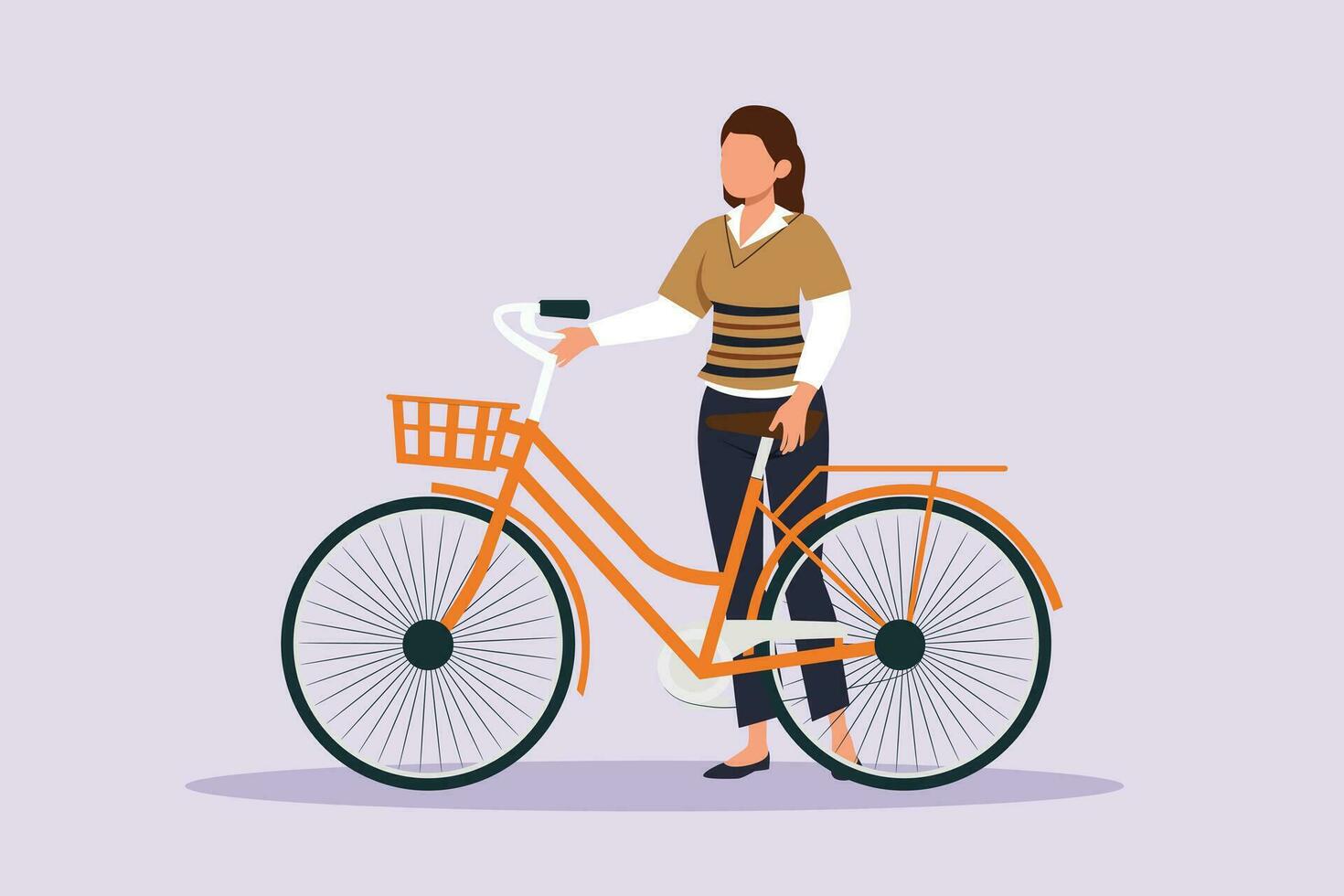 People riding bikes on city street concept. Colored flat vector illustration isolated.