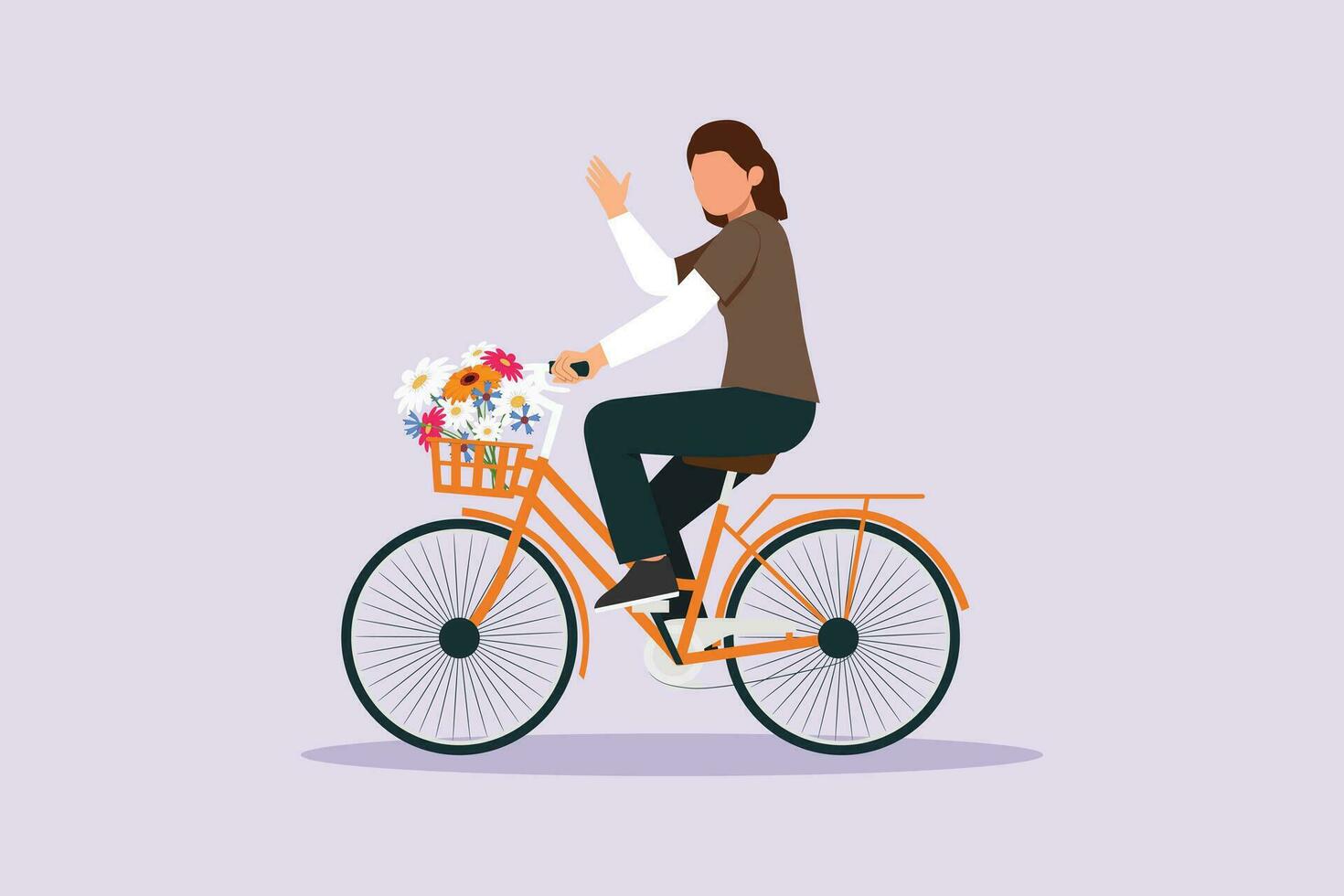 personas montando bicicletas en ciudad calle concepto. de colores plano vector ilustración aislado.