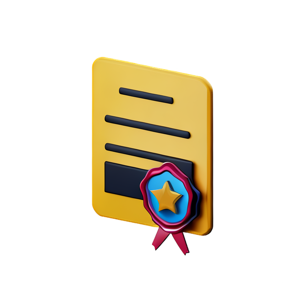 certificate 3d rendering icon illustration png