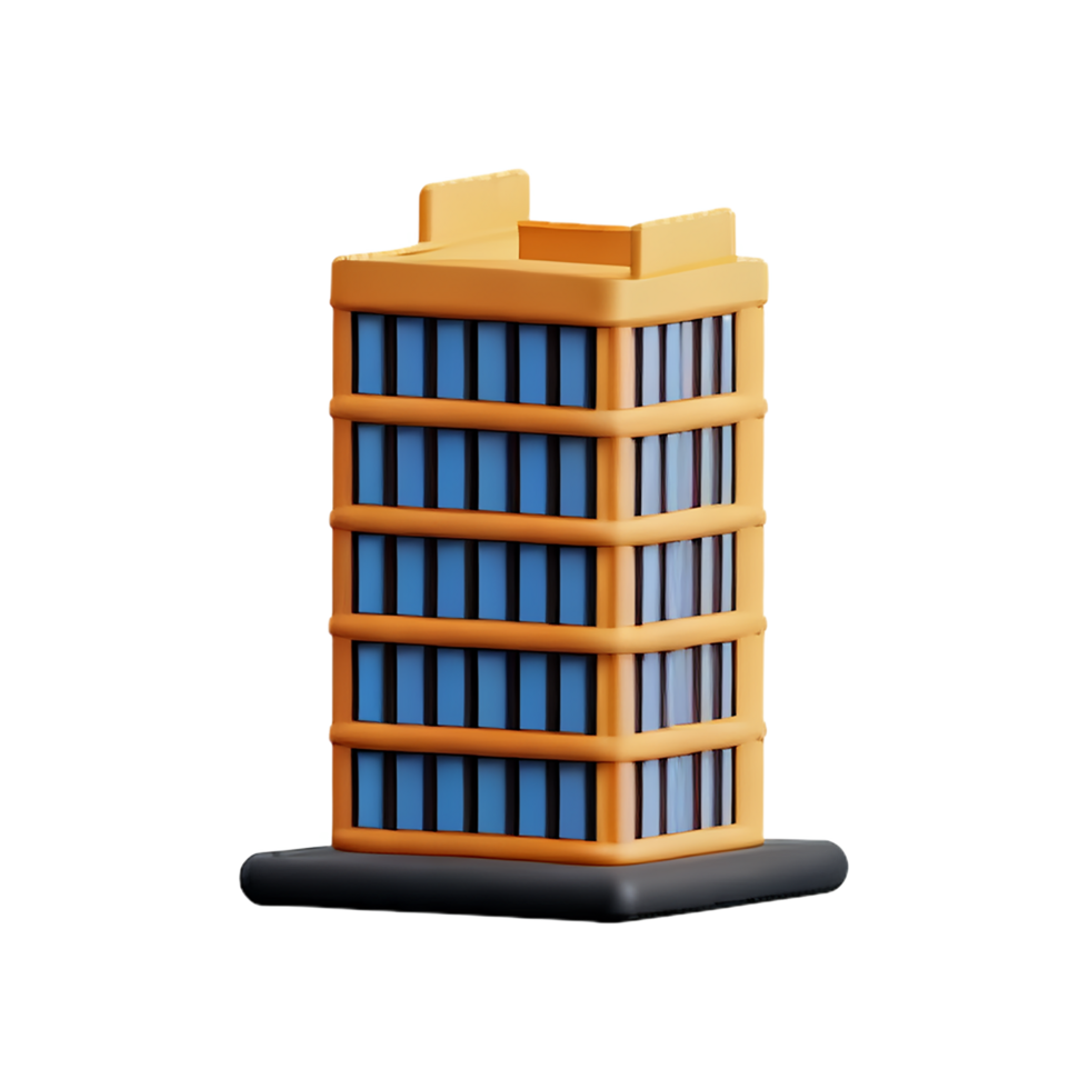 edificio 3d representación icono ilustración png