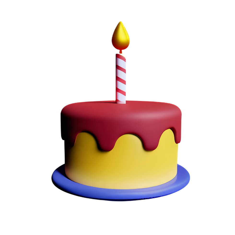 Birthday cake 3d rendering icon illustration png