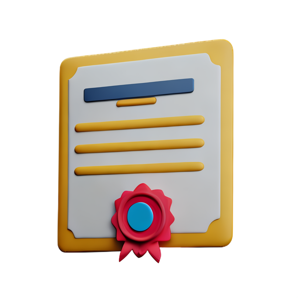 certificate 3d rendering icon illustration png